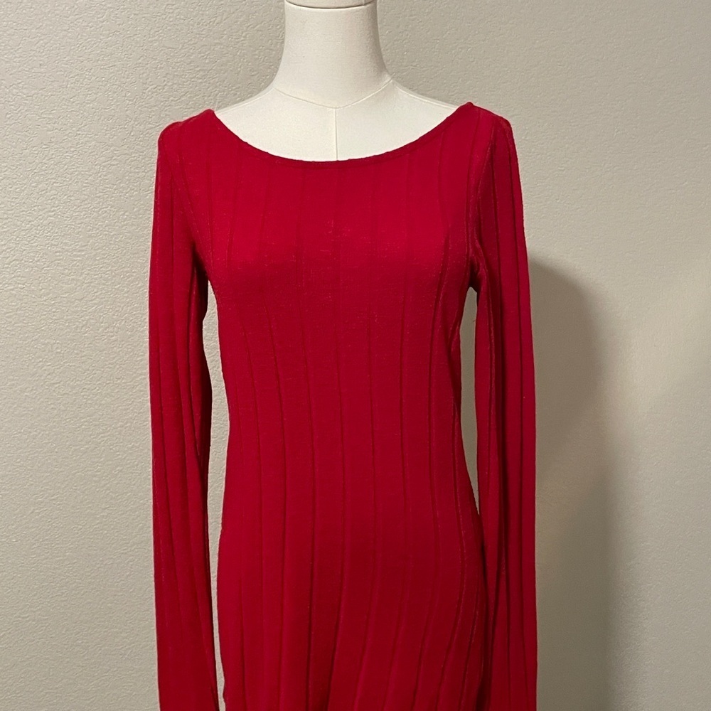 Anthropologie Elegant Red Long Sleeve top